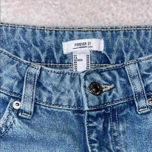 Forever 21 Blue Flare Wide Leg Jeans with Distressed Look - Picture 6 of 9